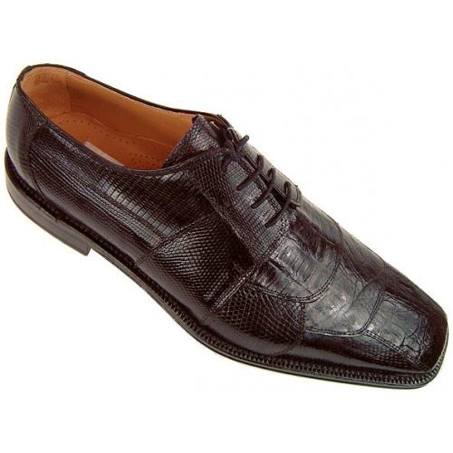 David Eden  "Bison" Black Genuine Crocodile/Lizard Shoes